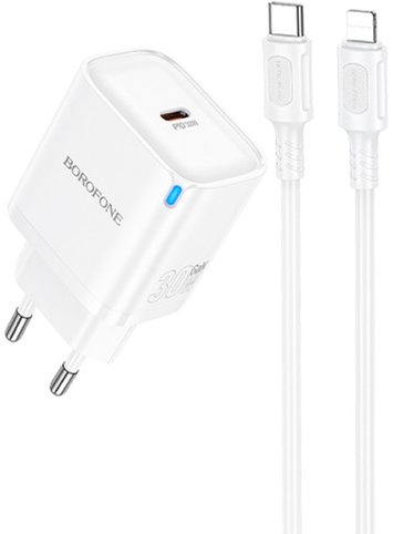 

Сетевое зарядное Borofone BA84A Lightning (белый)