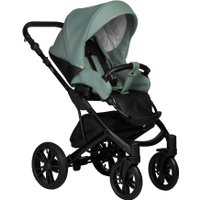 Универсальная коляска Indigo Mio ECO (2 в 1, 05/черная кожа+шалфей кожа)