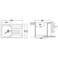 Кухонная мойка Ukinox Гранд GRP800.500 --GT8K 1R- (с сифоном)