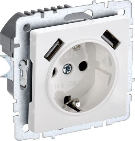Розетка IEK Brite BR-R14-16-U21-D21-K01