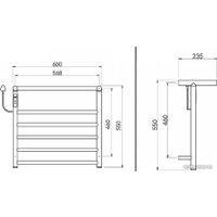 Полотенцесушитель Maxonor PL-TRE03-55-5-3 с полкой (серый, подключение слева)