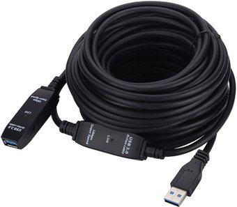 Кабель USBTOP USB Type-A - USB Type-A, с усилителем-репитером USB3.0 (10 м, черный)