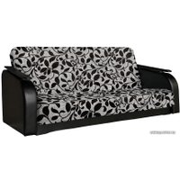 Диван Асмана Премьер (декор прямой/рогожка листок черный/кожзам черный)