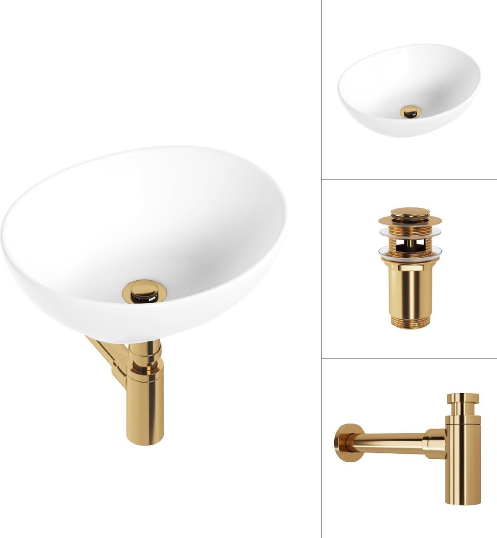 

Умывальник Lauter 21652 + клапан 21190G + сифон 21635G (золото)