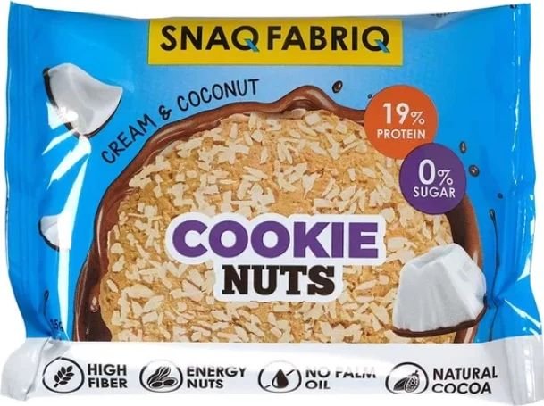 

Протеиновое печенье Snaq Fabriq Cookie Nuts (35 г, сливочное с кокосом)