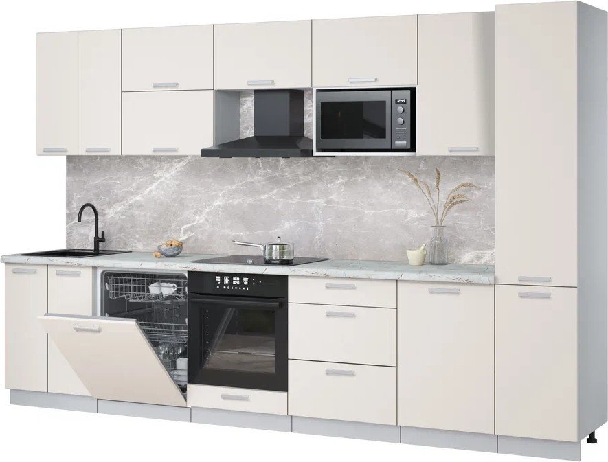 

Готовая кухня Интерлиния Мила Лайт 3.3-ПМ2 (персидский жемчуг/персидский жемчуг/серый каспий)