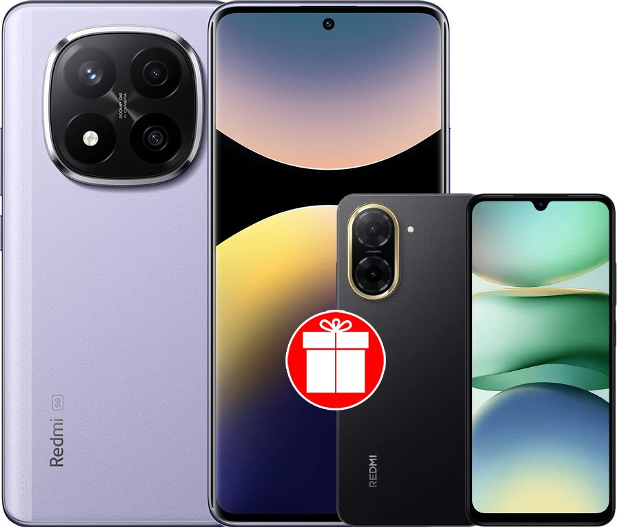 

Телефон Xiaomi Redmi Note 14 Pro+ 5G 8GB/256GB международная версия (фиолетовый) + Xiaomi Redmi A5 3GB/64GB (полуночный черный) по акции