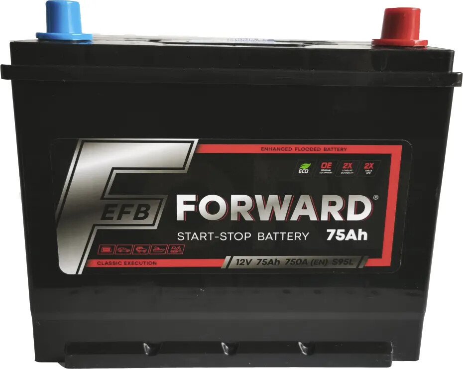 Автомобильный аккумулятор Forward EFB Asia R+ борт (75 А·ч)