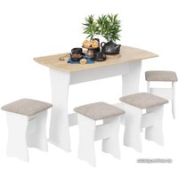 Обеденная группа Трия Тип 1 (белый/дуб крафт золотой/иск. замша latte)