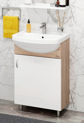 Onika Тумба Эко 52.10 105207 с умывальником Santeri Акватон 52 (дуб сонома/белый)