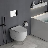 Унитаз подвесной Roxen Porto One Rimless 6 в 1 StounFix Dual Fresh 516917 (кнопка: хром)