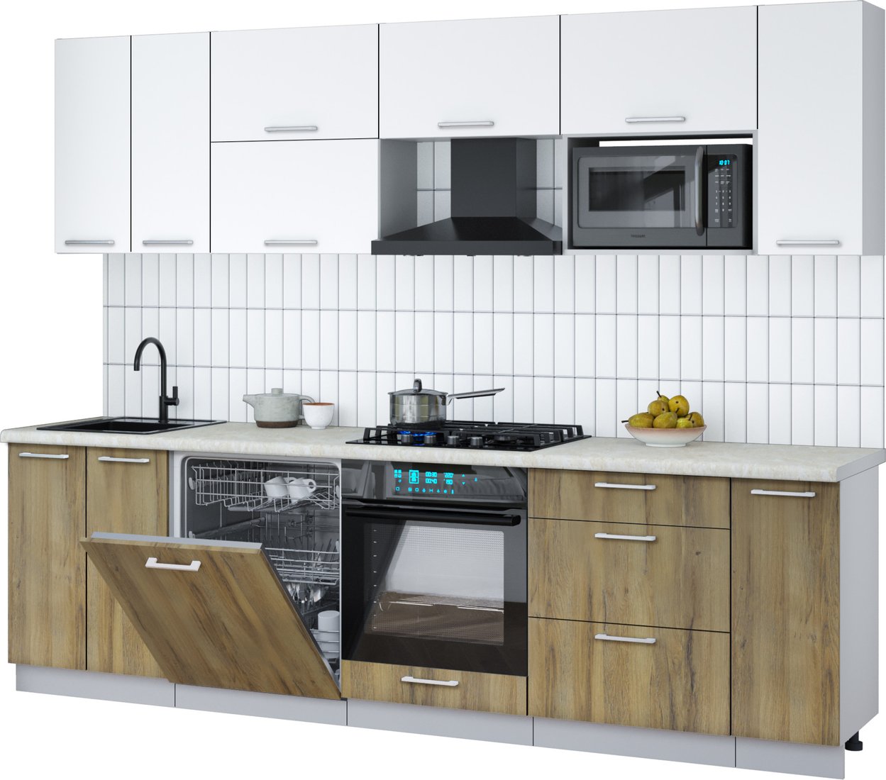 

Готовая кухня Интерлиния Мила Gloss 2.7-ПМ2 (дуб вотан/белый/опал светлый)