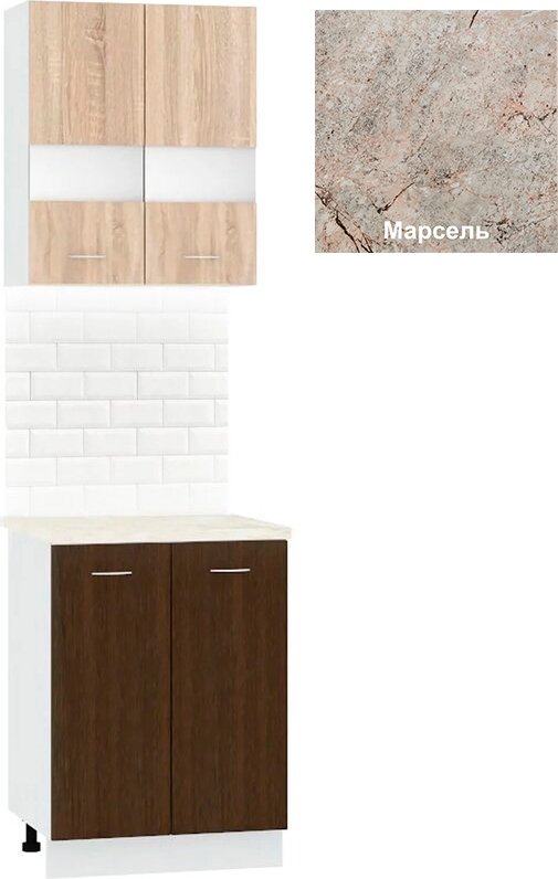 

Готовая кухня Кортекс-мебель Корнелия Экстра 60р2д (дуб сонома/венге/марсель)