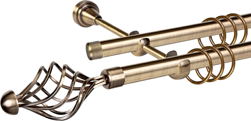 

Карниз для штор АС ФОРОС Grace D19Г/19Г + наконечники Ажур (1.6м, антик)