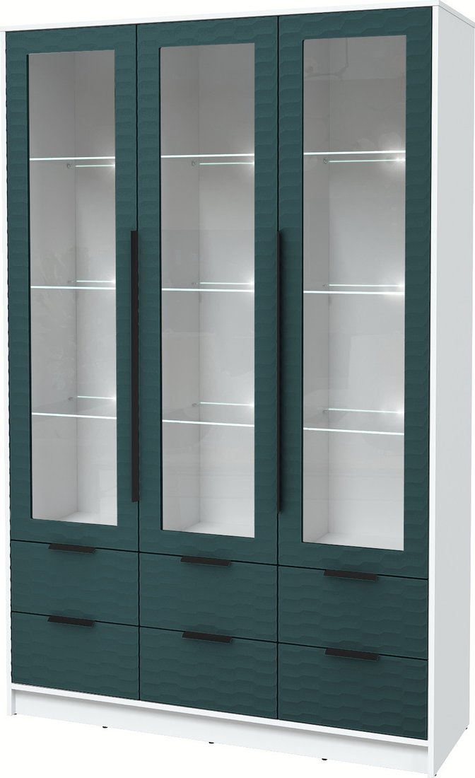 

Шкаф-витрина Интерлиния Концепт Зодиак КТ-ШВ3 с подсветкой (белый платинум/верде)