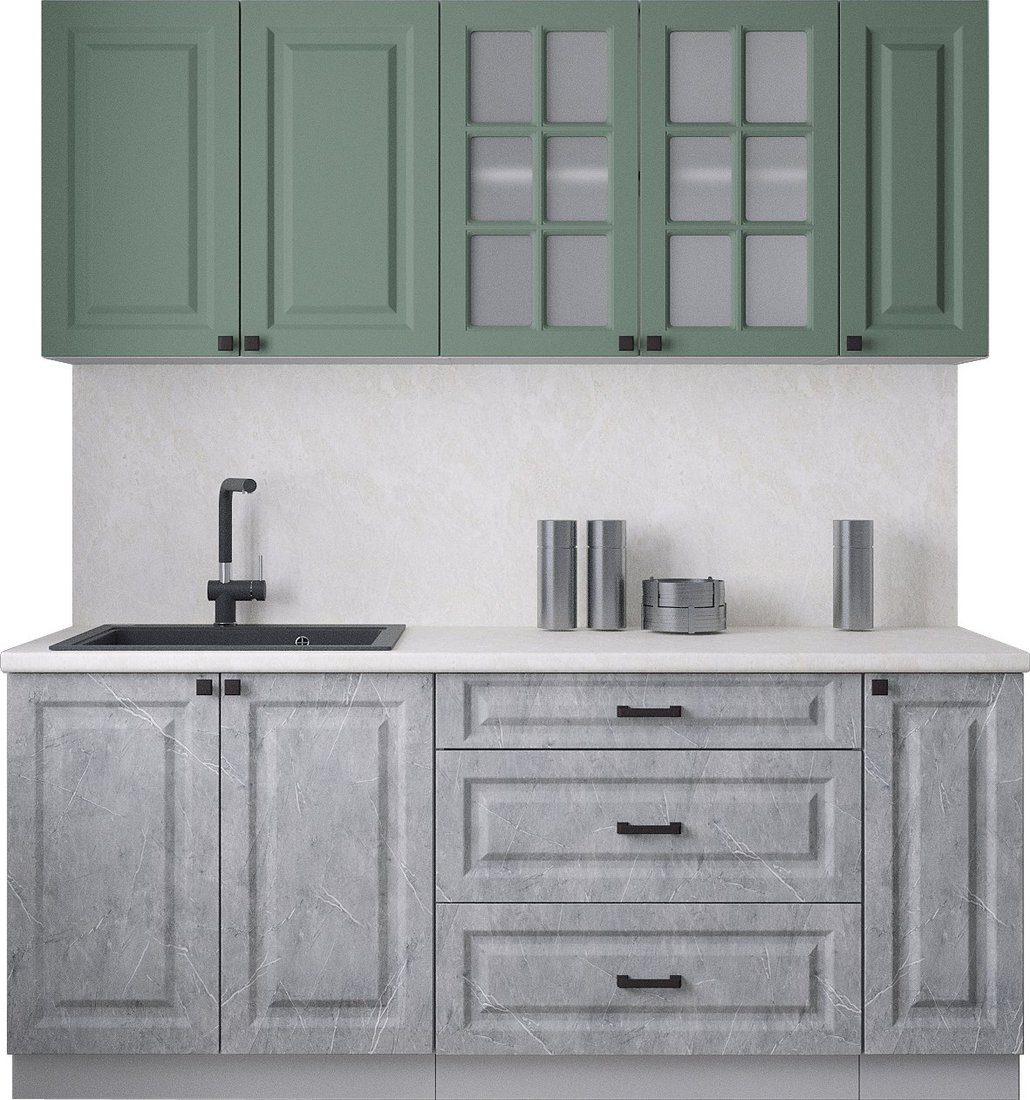 

Готовая кухня Интерлиния Мила Деко 1.9Б (керамика/мята/опал светлый)