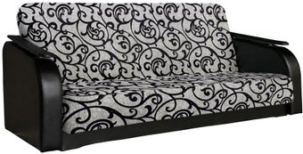 Асмана Премьер (декор прямой/рогожка завиток черный/кожзам черный)