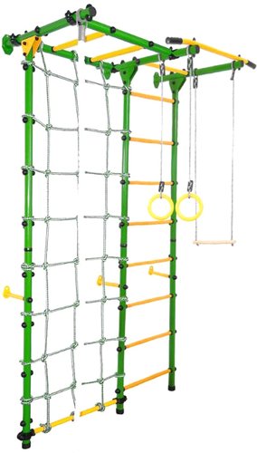 Детский спортивный комплекс СТК Юный Атлет Пристенный-Лайт с рукоходом (зеленый/желтый)