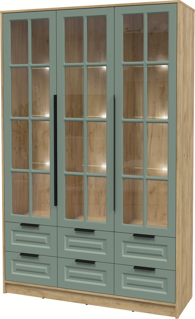 

Шкаф-витрина Интерлиния Концепт КТ-ШВ3 с подсветкой Деко (дуб золотой/мята)