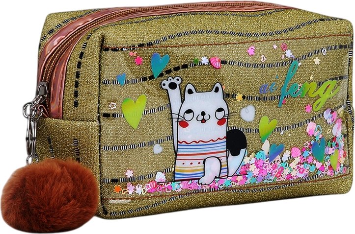 

Косметичка Sima-Land Кот и сердечки. На молнии 9634963 (желтый)