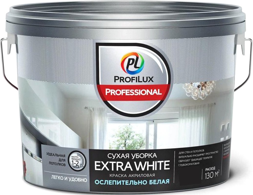 Краска Profilux ВД Extra White сухая уборка (2.5 кг, белый)
