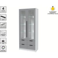 Шкаф-витрина Интерлиния Концепт КТ-ШВ2 с подсветкой (серебро/белый платинум)