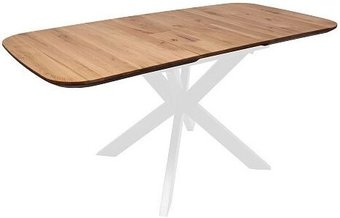 Кухонный стол ОКА Вейв 120-160x80x75 (дуб натуральный/белый)