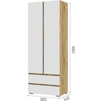 Шкаф распашной Стендмебель Хелен ШК 01 2-х створчатый (белый/дуб крафт золотой)