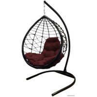Подвесное кресло M-Group Капля Лори 11530402 (черный ротанг/бордовая подушка)