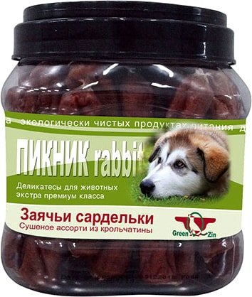 

Лакомство для собак GreenQZin Пикник заячьи сардельки 750 г
