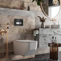 Унитаз подвесной Roxen Boro One Rimless 6 в 1 StounFix Dual Fresh 649644 (чёрное стекло)