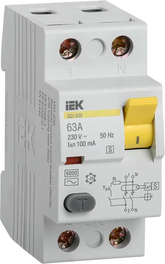 

Устройство защитного отключения IEK ВД1-63 63А 100мА тип ACS 2п MDV12-2-063-100