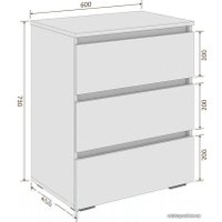 Комод Кортекс-мебель Бари 60 3ш (белый/белый/белый)