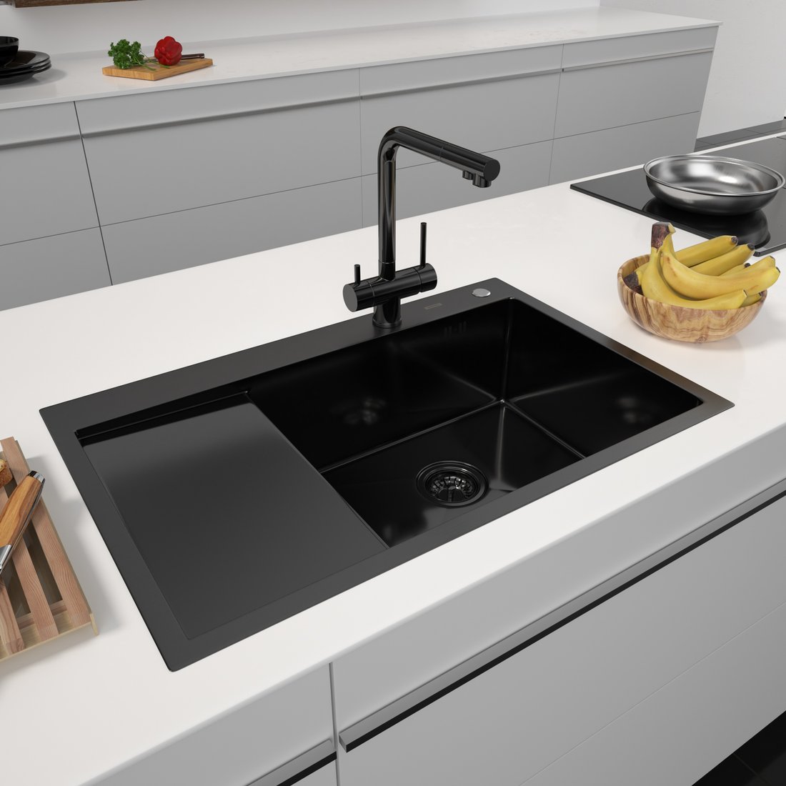 

Кухонная мойка ARFEKA ECO AR 780*500 R BLACK PVD NANO