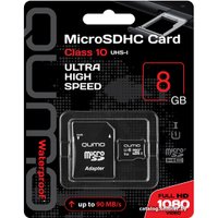 Карта памяти QUMO microSDHC QM8GMICSDHC10U1 8GB (с адаптером)