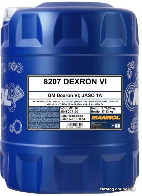 Трансмиссионное масло Mannol Dexron VI 20л