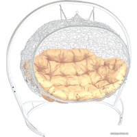 Подвесной диван M-Group Улей 11210101 (белый ротанг/бежевая подушка)