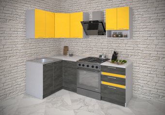 Готовая кухня ИволандТрейд Солнечный желтый 150 см угловая