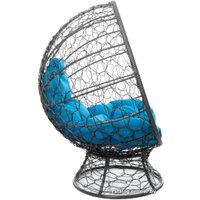 Кресло M-Group Кокос на подставке 11590303 (серый ротанг/голубая подушка)