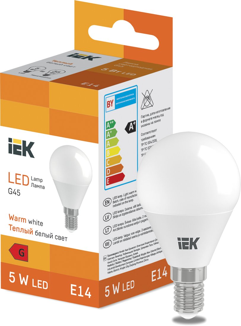 

Светодиодная лампочка IEK LED Globe G45 400lm 3000K E14