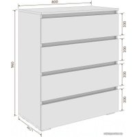 Комод Кортекс-мебель Бари 80 4ш (белый/белый/белый)