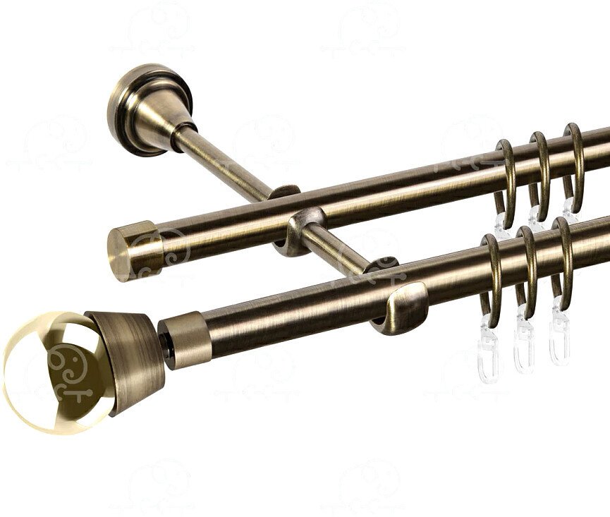 

Карниз для штор АС ФОРОС Жемчужина D16Г/16Г с простым кольцом с крючком (1.8 м, антик/золото)