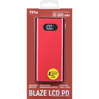 Внешний аккумулятор TFN Blaze LCD PD 20000mAh (красный)