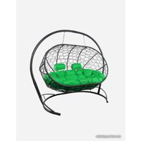 Подвесной диван M-Group Лежебока 11180304 (с серым ротангом/зеленая подушка)