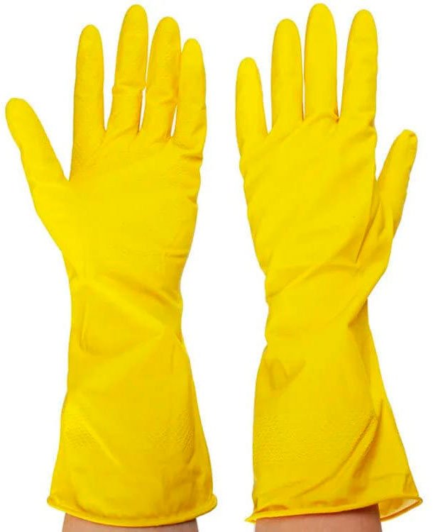 

Латексные перчатки Komfi Для деликатной уборки латексные с х/б напылением (XL, желтый)