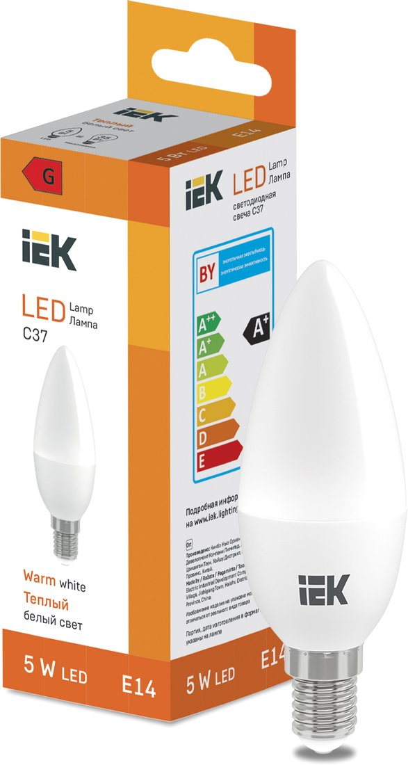 

Светодиодная лампочка IEK LED Candle C37 400lm 3000K E14