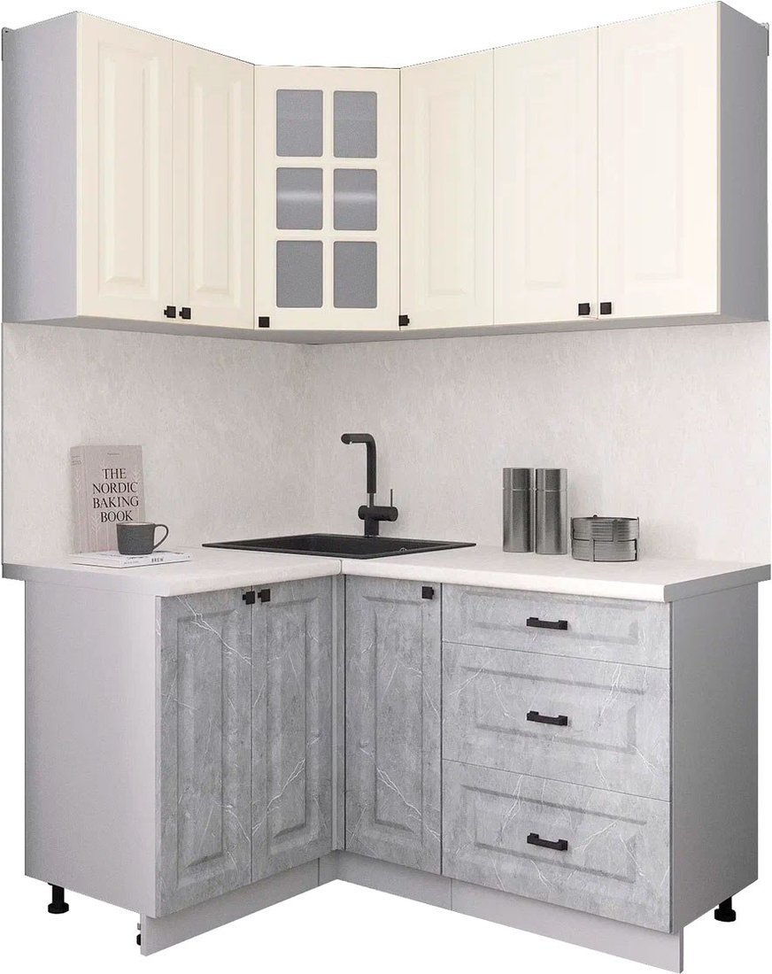 

Готовая кухня Интерлиния Мила Деко 1.2x1.5 (керамика/белый/опал светлый)