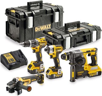 DeWalt DCK422P3 (шуруповерт, винтоверт, перфоратор, болгарка, 3 АКБ, 2 кейка)