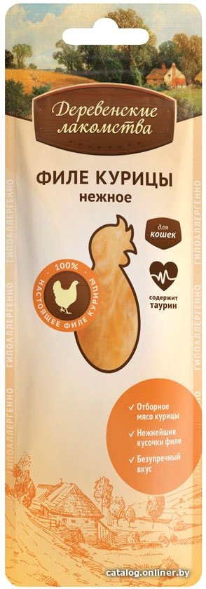Лакомство для кошек Деревенские лакомства Филе курицы нежное 10 г