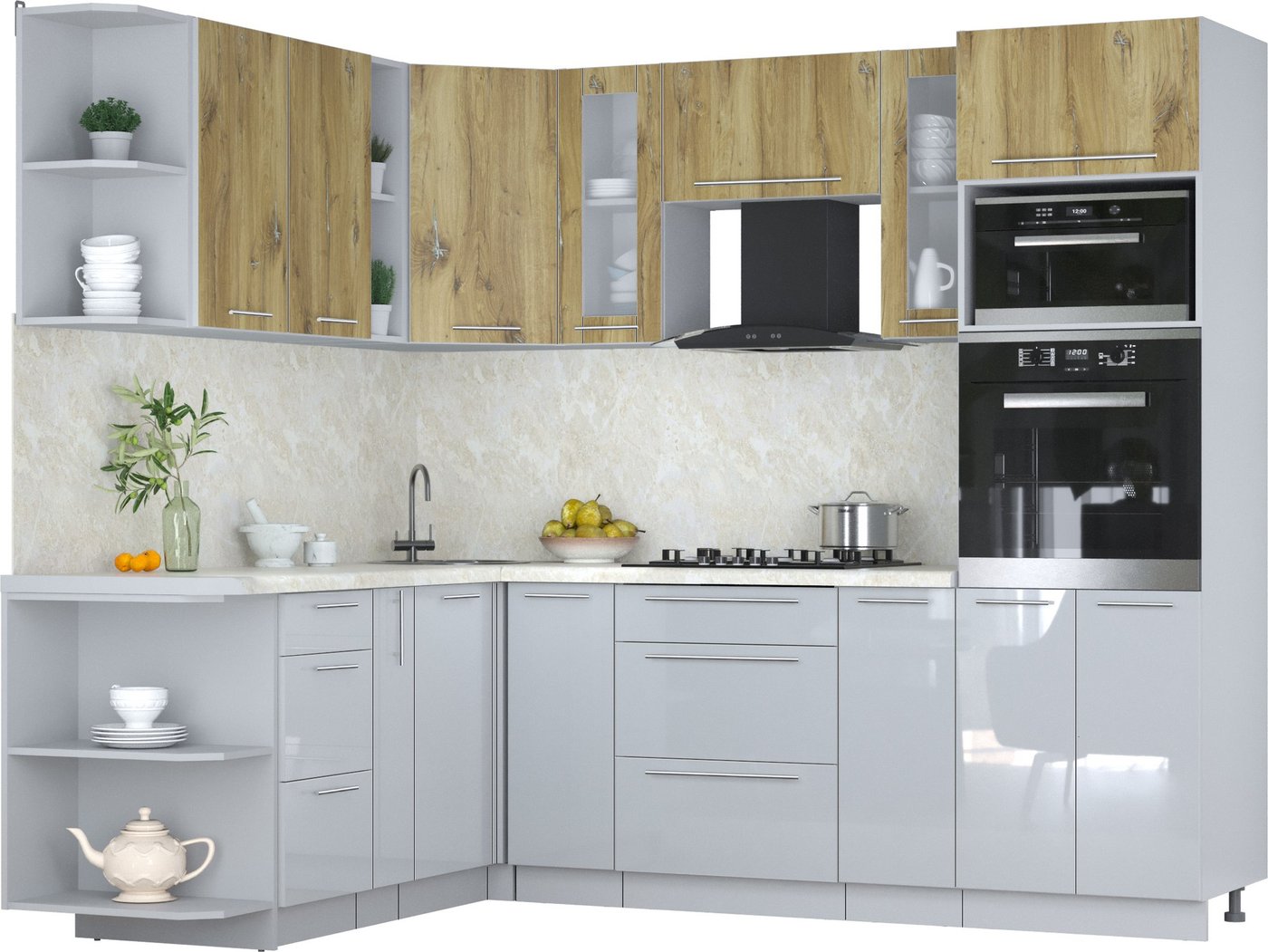 

Готовая кухня Интерлиния Мила Пластик 1.88x2.4 LV (дуб эпоксид/туманный глянец/опал светлый)